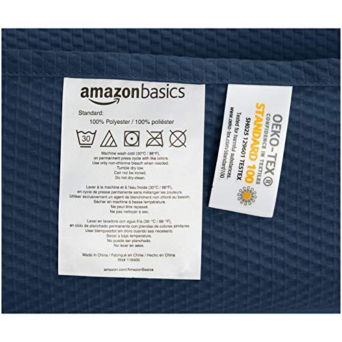 Amazon Basics Waffle Weave Bathroom Shower Curtain, 100% Polyester, 72" x 72", Navy Blue - color: Navy Blue, size: 72"W x 72"L (Pack of 1), style: Waffle Texture