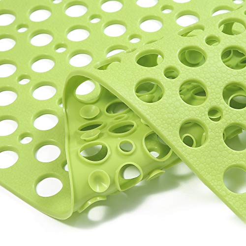 Nonslip Bathtub Mat Extra Soft TPE Bath Mat for Kids, Machine Washable Bathroom Shower Mat, Smooth/Non-Textured Tubs Only, 30L x 17W Inch (Green) - color: Green, size: 30" x 17" (Rectangular)