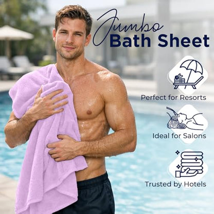 DAN RIVER Pack of 1 Jumbo Bath Sheet 40x80 Inches, XL Towels Oversized for Adults, Fluffy and Soft Plush Towels - Lavender - color: Lavendar