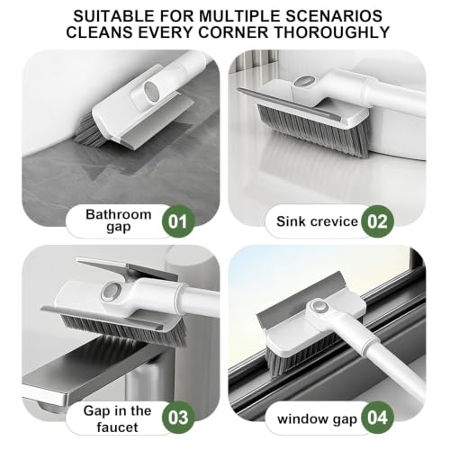 ROOM127 Wall-Mounted 2-in-1 Toilet Brush Set with Holder and Crevice Brush | Curved Under-Rim Bowl Brush with V-Shaped Crevice Scrubber and Long Handles for Tile Gaps, Grout Lines and Bathroom Corners