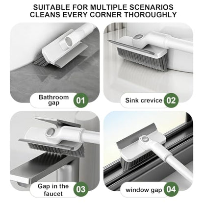 ROOM127 Wall-Mounted 2-in-1 Toilet Brush Set with Holder and Crevice Brush | Curved Under-Rim Bowl Brush with V-Shaped Crevice Scrubber and Long Handles for Tile Gaps, Grout Lines and Bathroom Corners