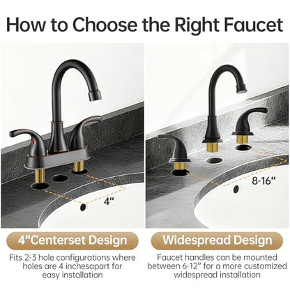 Bathroom Sink Faucet FRANSITON Centerset 8 Inch 2 Handle Bathroom Sink Faucet Lead-Free with Pop-up Drain Stopper and Supply Hoses (Matte Black, 8 Inch) - color: Matte Black