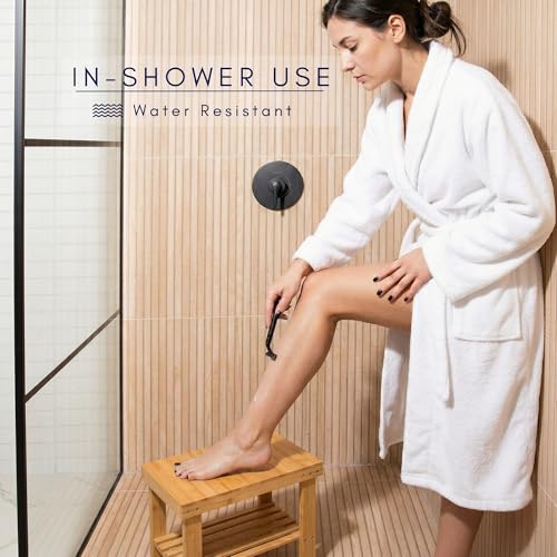Shower Bench – Waterproof Wooden Spa Seat with Storage Shelf for Bathroom, Sauna & Entryway – Eco-Friendly Bath Stool Available in 3 Sizes - size: 16"