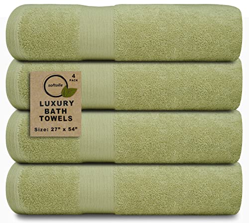 Luxury Bath Towels Set of 4 (27” x 54”) | Towels for Bathroom | Super Soft | Highly Absorbent Towels for Home, Spa, Gym (Sage Green) - color: Sage Green