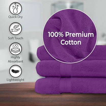 KAHAF COLLECTION 100% Cotton Bath Towels, 24x48 Pack of 6 Towels, Quick Dry, Highly Absorbent, Soft Feel Towel, Gym, Spa, Bathroom, Shower, Pool, Luxury Soft Towels (Dark Purple, 24x48-6 Pack) - color: Dark Purple, size: 24x48 - 6 PACK