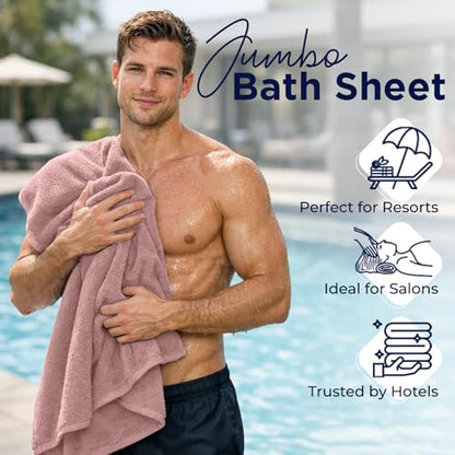 DAN RIVER Pack of 1 Oversized Bath Sheet, 40 x 80 Inches, Dusty Rose | 100% Cotton Jumbo Bath Towel with Extra Large Coverage, Lightweight Feel, Super Soft & Quick Dry - color: Dusty Rose, size: 40x80" Oversized Bath Sheet