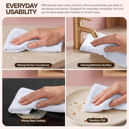 Utopia Towels 24 Pack Cotton Washcloths Set, 100% Ring Spun Cotton, Premium Quality Flannel Face Cloths, Highly Absorbent and Soft Feel Fingertip Towels, White | Premium 100% Ring Spun Cotton Face Cloths - Highly Absorbent, Fast Drying Soft Feel Fingertip
