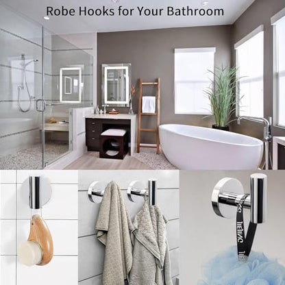 2 Pack Towel Hooks for Bathroom, Wall Mount Towel Holder, Wall Robe Stainless Steel Heavy Duty Door Hanger for Kitchen, Bedroom,Hotel,Pool,Coats, Silver - color: Silver
