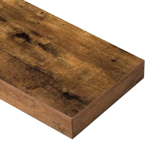 Solid Wood Floating Shelves Set of 2 - Waterproof Scratch Resistant Wall Mounted Shelves, Country Style Brown (15.75 in W × 9.25 in D × 1.57 in H) for Bedroom Bathroom Kitchen Living Room - color: Country Style Brown, size: 15.75'W *9.25"D*1.57"H ,Set of