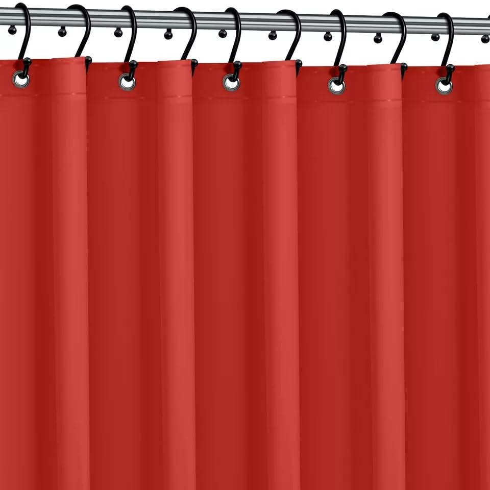 Dependable Industries inc. Essentials Premium 6 Guage EVA Shower Curtain Liner - PVC Free Magnetized Bottom Odorless with Rustproof Grommets (Red) - color: Red