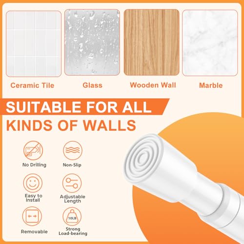 2Pack Tension Curtain Rod 26-39 Inch White No Drilling Spring Loaded Curtain Rods Adjustable Extendable Tension Rod for Window Closet Bookshelf Kitchen Bathroom - color: White, size: 2PCS-26-39 Inch