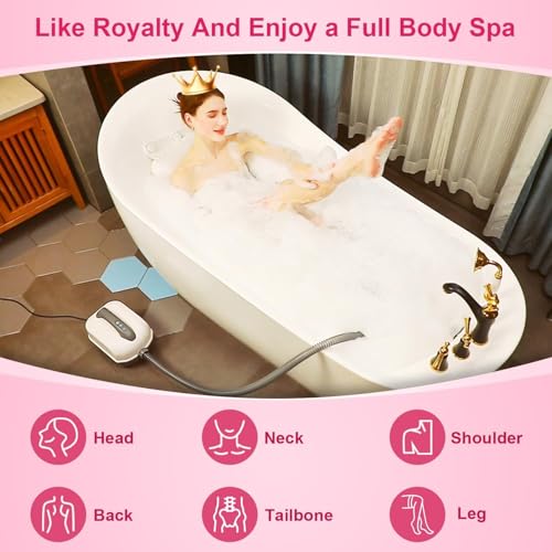 Bubble Bath Mat,Full Body Waterproof Spa Mat for Bathtub, 6-Speed Bubbles, Remote Control & Non-Slip Suction Cups for Home Relaxation Pink