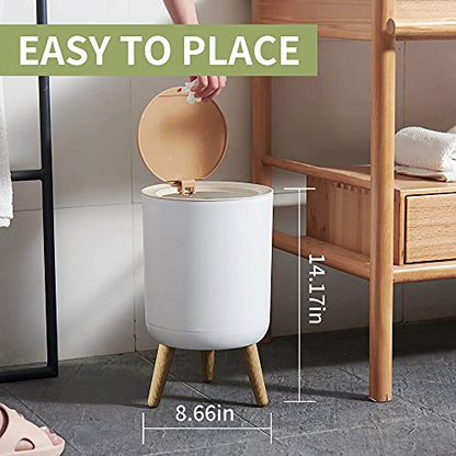 Trash can，7Liter/1.8 Gallon Garbage can with Press top Lid，Nordic Modern Waste Basket，Plastic Trash bin Suitable for Kitchen, Bathroom, Bedroom, Living Room, Office, Outdoor，Dog Proof Trash can…… - size: 1.8 Gallon, style: Round