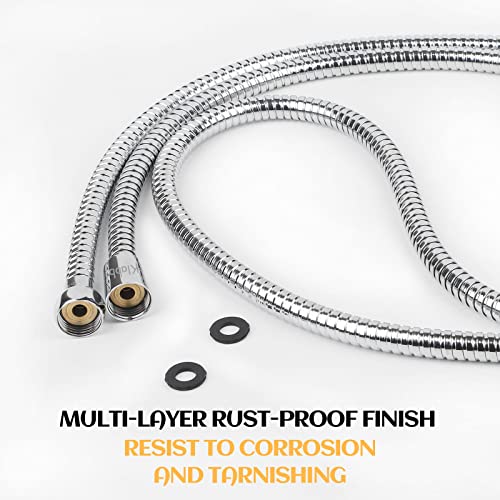 Klabb 59 Inch/150cm Stainless Steel Handheld Shower Hose, Flexible and Durable Replacement Hose with Brass Insert and Nut - color: Chrome, size: 59inches
