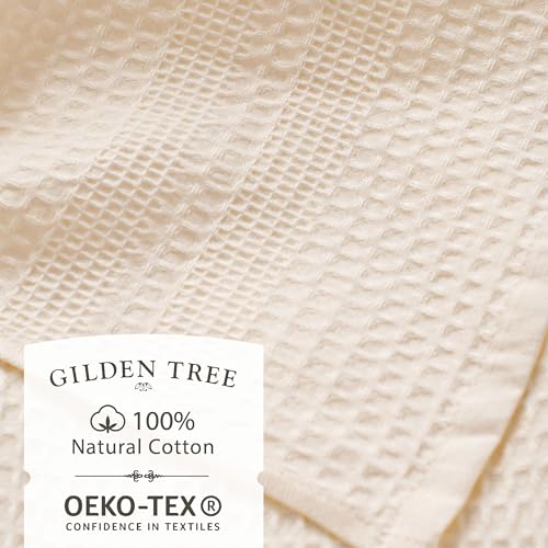 GILDEN TREE Waffle Towel Set Quick Dry Thin | 2 Bath Towels | 2 Hand Towels | 2 Washcloths, Classic Style (Cream) - color: Cream, size: Bath Towel Set