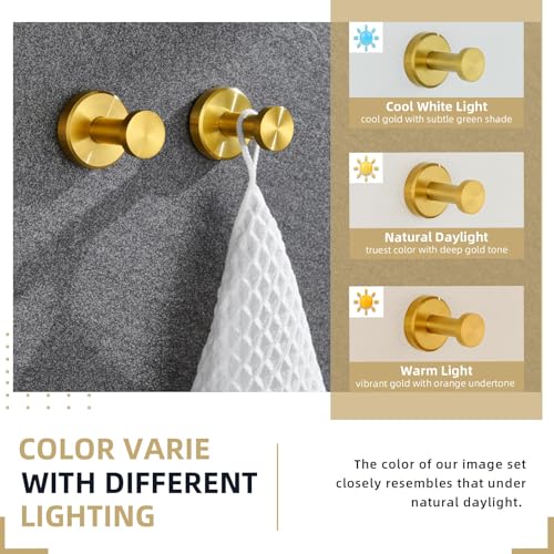 Angle Simple Bathroom Towel Hook Brushed Dark Gold, Coat Robe Hanger 2 Pack | SUS304 Stainless Steel, Bag Hat Clothes Towel Holder for Kitchen Laundry Garage, Screw Wall Mount - color: Brushed Dark Gold, size: 2 Pack