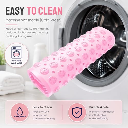 Non-Slip Bathtub Mat – 39"x15.5" Extra Long Shower Mat with Powerful Suction Cups & Drain Holes, Machine Washable Bath Mat for Tub, Foot Massage Texture, Helps Keep Tubs Clean, Clear Pink - color: Light Pink