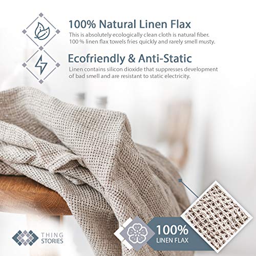 Open Weave Exfoliating Bath Towel - Natural 100% Linen Flax - Quick Dry Hair Towel Wrap for Women - Thin Lightweight Bath Towel 30x54-Inch - size: 30x54 Inch Bath Towel
