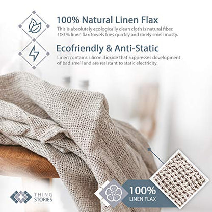 Open Weave Exfoliating Bath Towel - Natural 100% Linen Flax - Quick Dry Hair Towel Wrap for Women - Thin Lightweight Bath Towel 30x54-Inch - size: 30x54 Inch Bath Towel