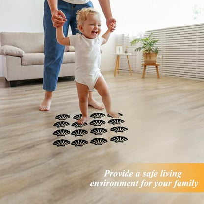 12Pcs Black Bathtub Stickers Non Slip Shell Shaped | Safety Shower Treads, Adhesive, For Bathroom Bathtub, Shower Floor - color: Black