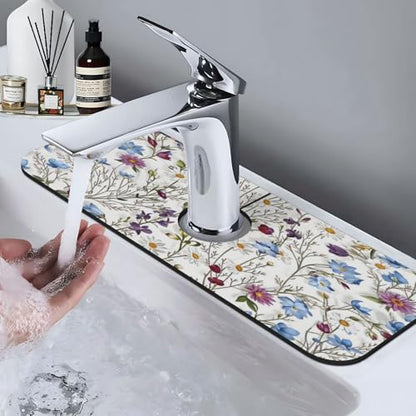 Garden Kitchen sink faucet pad, strong water absorption, anti slip, easy to clean, very suitable for splash and drip prevention, suitable for kitchens and bathrooms - color: Garden