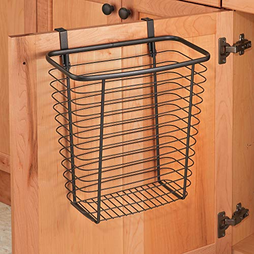 iDesign Steel Over-The-Cabinet Waste Basket or Storage Bin, The Axis Collection, 7.1" x 12.2" x 14.2", Bronze - color: Bronze