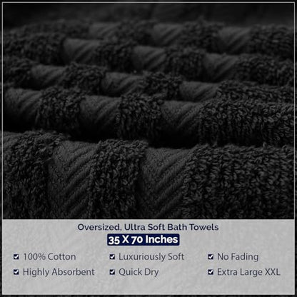 DAN River 2 Pack Bath Sheets Extra Large 35x70, Large Bath Towels for Adults, XL Oversized Heavy Duty Towel Set, 600 GSM 100% Ring Spun Cotton, Soft Quick Dry, Black - color: Black, size: Bath Sheet 35x70" (PK 2)