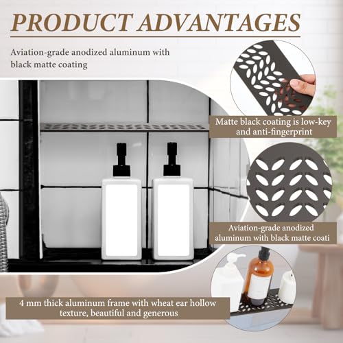 Teenyyou 1 Pcs Aluminum Shower Niche Rectangular Shelf Bronze 5/32"/ 4 mm Thick, Petal Design, Matte Bronze Finish for 12" Prefabricated Niches, Fits 5/32" Grout Line - color: Bronze