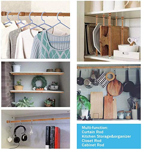 Spring Tension Curtain Rods Short Tension Rod (Wood, 16" to 28"-2Pcs, Optimum Scope of Application 16 to 24 inch, Can't Hang Heavy Curtains) - color: Wood, size: 16" to 28"-2Pcs