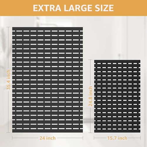 Yolife PVC Large Shower Mat, 35.4 × 24 Inch Non Suction Cup Non Slip Shower Floor Mat, Easy to Cut & Curlable Stand Up Shower Stall Mat, Heavy Duty Bath Shower Mats for Inside Shower - color: Black