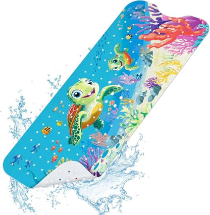 SHUCHING Baby Bath Mat for Tub Non Slip-40x16 Inch, Sea Turtle | Bathtub Mat for Kids & Toddler Mold Free, Long Shower Mat for Inside Shower with Suction Cup, Machine Washable - color: Sea Turtle