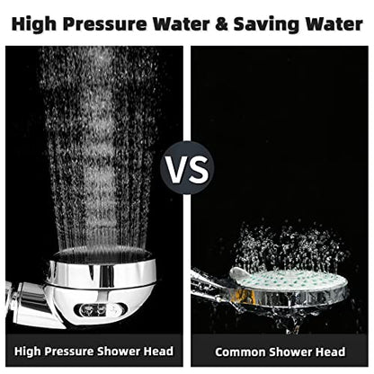 Marbrasse 3-Settings Handheld High Pressure Showerhead with ON/Off Full Shutoff Push Button,Water-saving Camping Shower with Adjustable Angle(Vacuum Suction Shower Head Holder+5 Feet Shower Hose) - color: Shower Head with Bracket