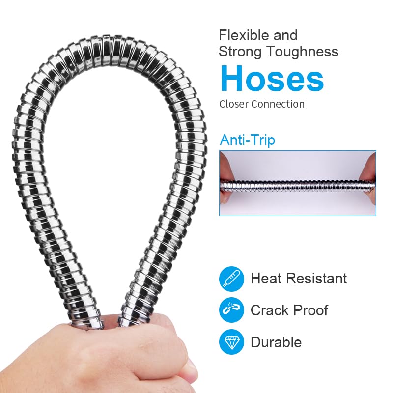 79 Inch Stainless Steel Shower Hose Replacement, Flexible and Durable Handheld Shower Head Hose with Brass Insert and Nut, Compatible with RV and Standard Showers
