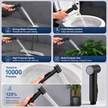 Handheld Bidet Sprayer for Toilet with Magnetic Wall Holder (Matte Black) - color: Matte Black