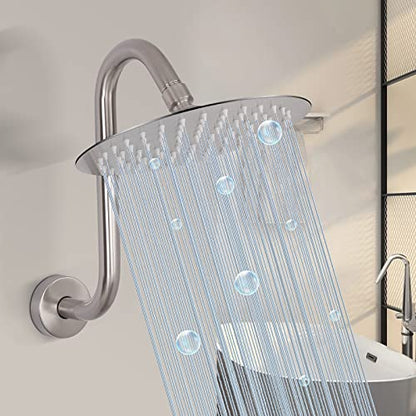 S Shaped Shower Arm, High Rise Shower Head Extension Pipe Standard 1/2" Connection with Flange, Awesome Shower Experience-Stainless Steel Bathroom Accessory(10 Inch S Shape, Brushed Nickel) - color: Brushed Nickel, style: 10" S Shape