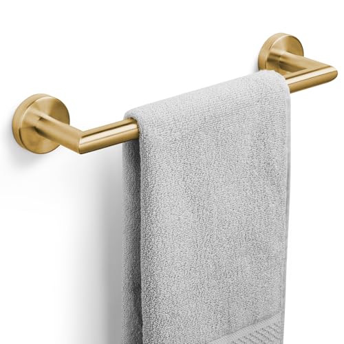 JunSun Bathroom Towel Bar 12 Inch Brushed Gold Towel Racks Wall Mount Bath Hand Towel Holder Modern Home Decor Towel Rod Bathroom Hardware Stainless Steel Towel Hanger Gold Towel Rail Single Towel Bar - color: Brushed Gold, size: 12 Inch