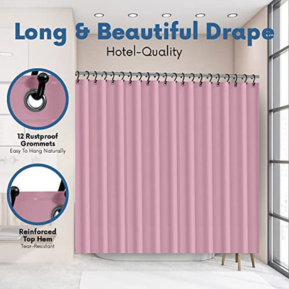 No Smell Shower Curtain Liner 72x72 Pink - PEVA Plastic Shower Curtain for Bathroom, PVC-Free Waterproof Pink Shower Liner with Metal Grommets and Magnet-Weighted Bottom Hem - Washable Liner - color: Pink