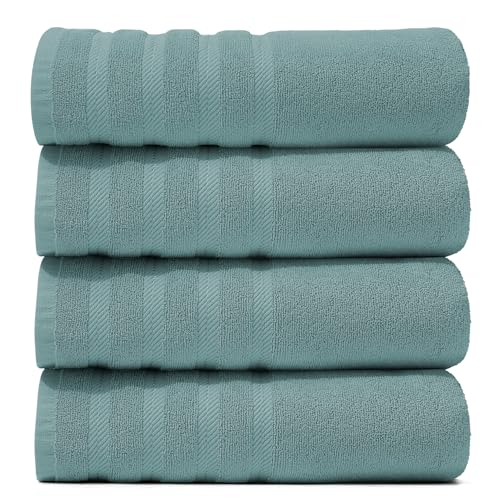 Hearth & Harbor Bath Towels for Bathroom - 100% Ring Spun Cotton Luxury Bathroom Towels - Soft & Highly Absorbent 4 Bath Towels, Teal - color: Teal, size: 4 Bath Towels