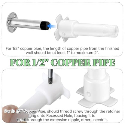 Four in One Tub Spout Adapter, Tub Spout Adapter Kit Universal Fits 1/2'' Copper Pipe, 1/2'' IPS and 3/4'' IPS Bathtub Faucet Adapters Slip Replacement Parts with Assembly Tool