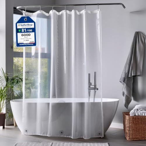 ZENO Clear Shower Curtain Liner – 72" x 72" Premium PEVA Liner with Rustproof Grommets & 3 Magnets – Waterproof, Lightweight Bathroom Curtain Set - color: Clear