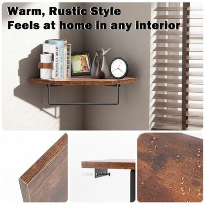 Hand Towel Holder/Towel Ring with Wooden Shelf, Hand Towel Rack, Hand Towel Hanger for Bathroom, Bath Accessories Wall Mounted, (Matte Black, 9.2"-Diamond Shaped) - size: 9.2"-Diamond Shaped