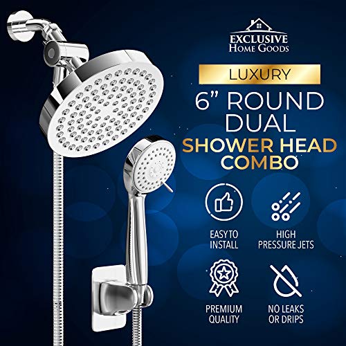 Shower Head With Handheld Combo, 6 Inch High Pressure Rainfall Showerhead With Hand Held 70 Inch Hose for Bath - Adjustable Swivel Shower Head Spray Anti-leak Nozzles - Universal Fit - size: 2.5 GPM