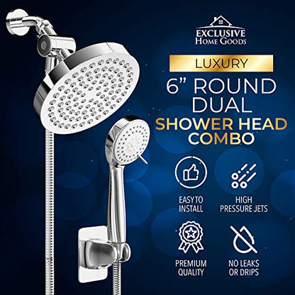 Shower Head With Handheld Combo, 6 Inch High Pressure Rainfall Showerhead With Hand Held 70 Inch Hose for Bath - Adjustable Swivel Shower Head Spray Anti-leak Nozzles - Universal Fit - size: 2.5 GPM