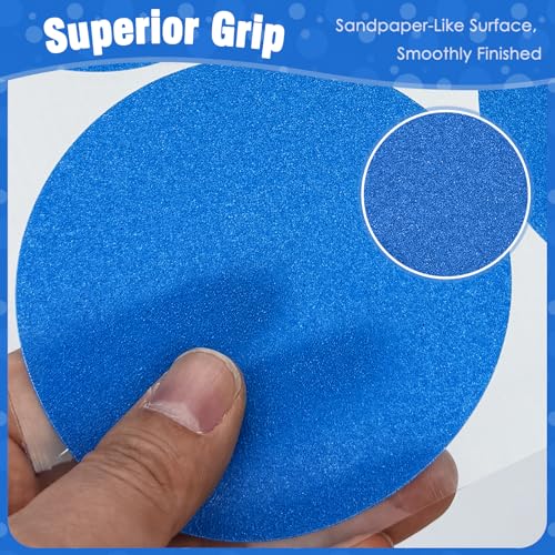S&X 24 Pcs Non Slip Shower Stickers (Large 4" Round), Blue Anti Slip Grip Decals, High Traction Bathtub Dots, Durable Grit Stickers for Kids & Family Safety with Scraper - color: Blue, size: Round