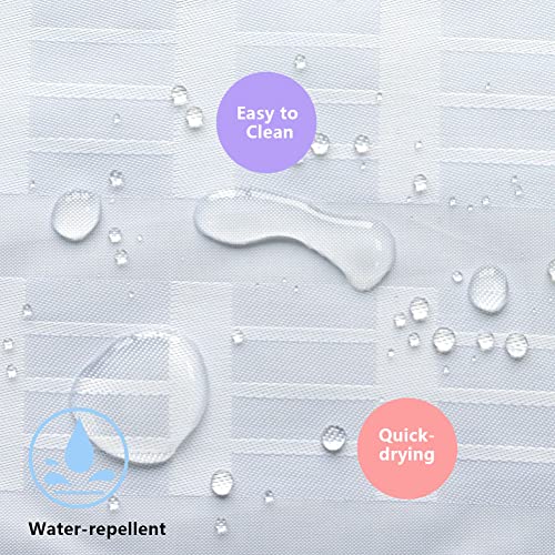 White Fabric Shower Curtains Waffle Weave 48 inch Length for Bathtub | Water-Repellent Fabric 12PK Hooks - color: White, size: 70"W x 48"L (Pack of 1)