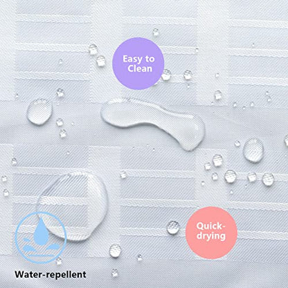 White Fabric Shower Curtains Waffle Weave 48 inch Length for Bathtub | Water-Repellent Fabric 12PK Hooks - color: White, size: 70"W x 48"L (Pack of 1)