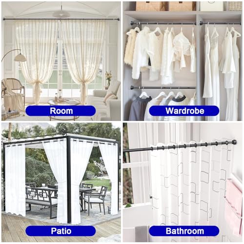 TEECK Shower Curtain Rod, 32-79 inch Adjustable Tension Spring, Shower Curtain Rod Tension, Anti-Slip, No Drilling, No Rust, for Bathroom, Matte Black - color: Matte Black, size: 32-79 Inches