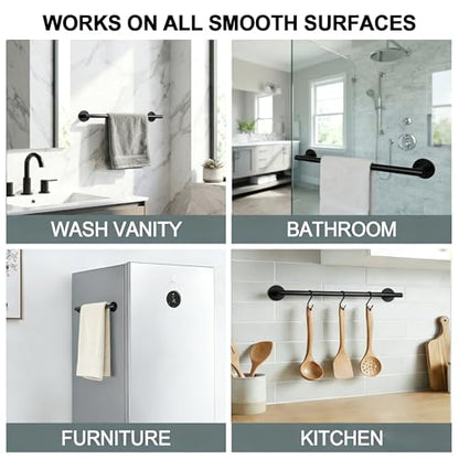 3M Towel Bar, 24 Inch 304 SS Matte Black No Drill Self Adhesive Bathroom Towel Rod Wall Mounted - color: Matte Black, size: 23.6 Inch