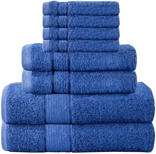 Bath Towel Set 8 PCS (8, Navy) - color: Navy
