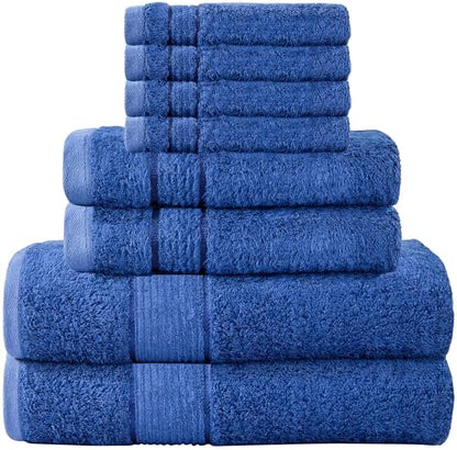 Bath Towel Set 8 PCS (8, Navy) - color: Navy